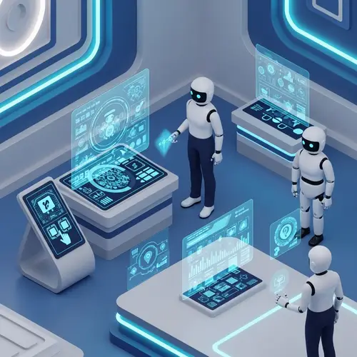 Futuristic & Cool: AI-Driven Scene with Holographic Projections