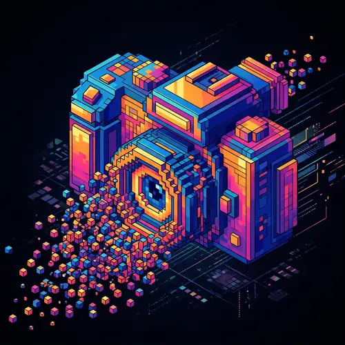 Futuristic Pixelated 3D Video Camera Art
