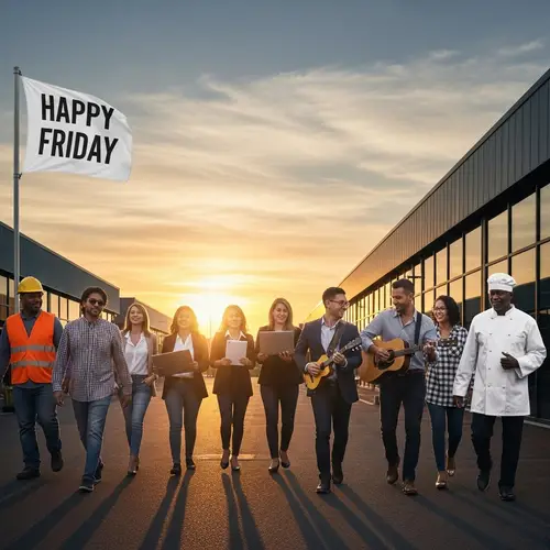 Happy Friday Vibes: Diverse Community Welcoming Weekend Bliss