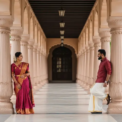 South Indian Couple Traditional Wear - Deep Affection