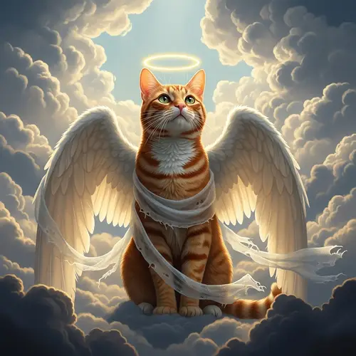 Red Cat with Angel Wings | Saint Amongst Clouds