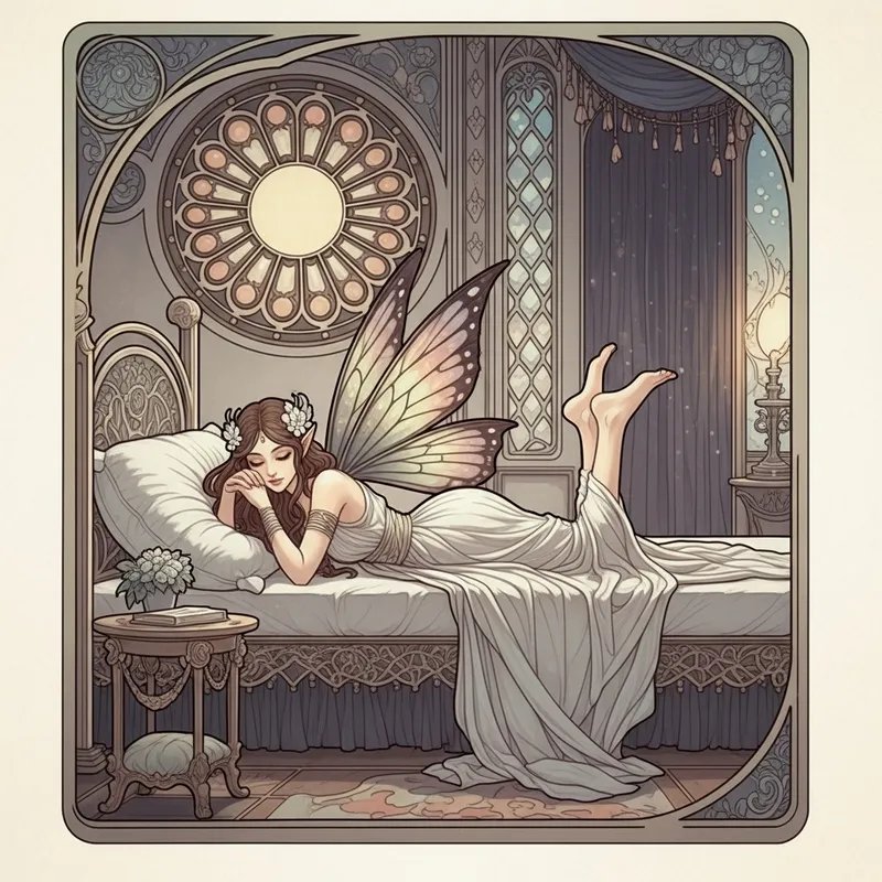 Enchanting Fairy Art: Elegant Art Nouveau Style Painting