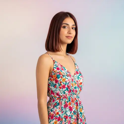 Middle-Eastern Girl with Auburn Hair | Stylish Summer Dress