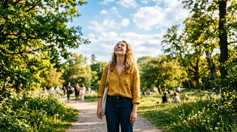 Joyful Moments: Person in Park Under Bright Sky