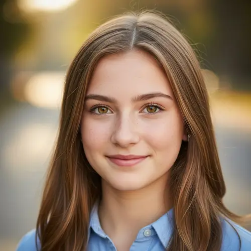 Portrait of an 18-Year-Old Girl with Light Brown Hair and Honey-Colored Eyes