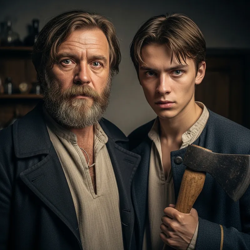 Fyodor Dostoevsky & Raskolnikov with Axe in 4K | Historical Portrait