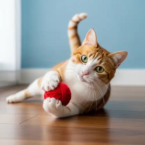 Playful Domestic Short-Haired Cat with Green Eyes
