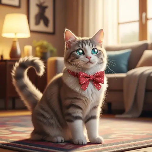 Graceful Cat with Fluffy Fur and Mesmerizing Eyes