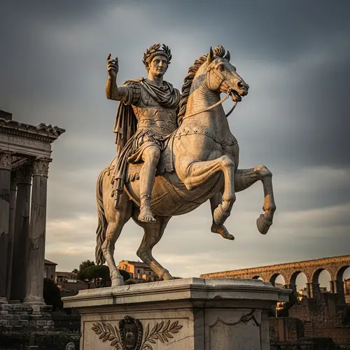 Ancient Roman Emperor Statue on Horse