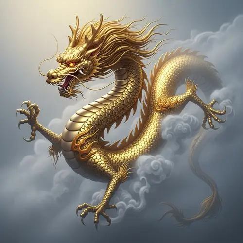 Majestic Chinese Dragon in Golden Splendor