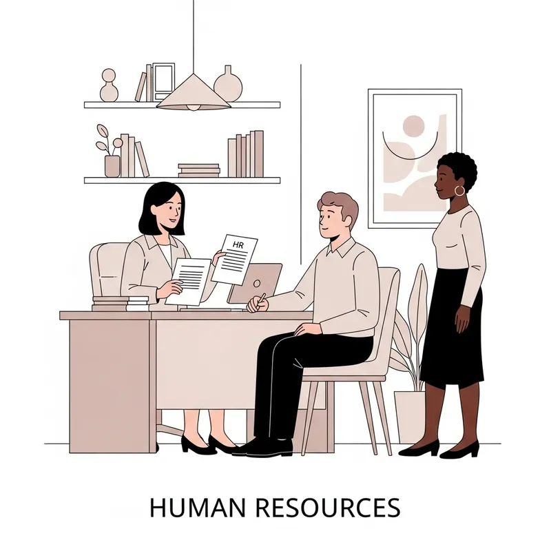 Minimalist Human Resources Meeting Illustration - Workplace Diversity & HR Functions