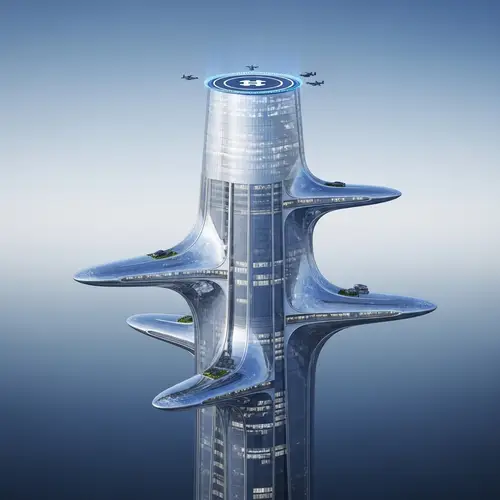 Futuristic Skyscraper Design 2050s | Glass Top & Flight Parking