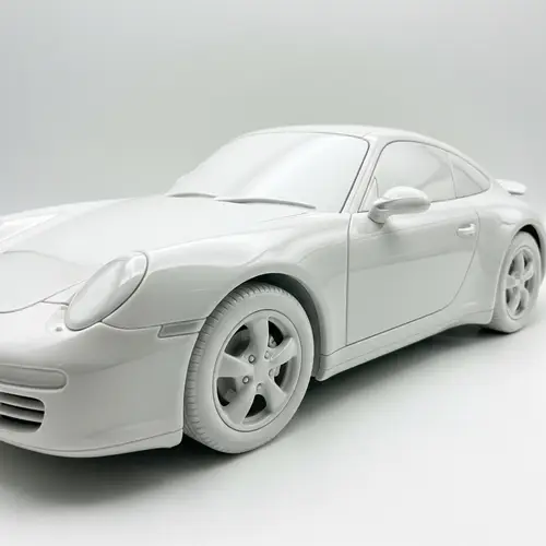 Delicate White Porcelain Porsche Model Car - Elegant Design