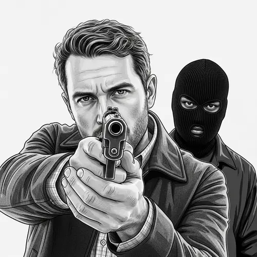 Dramatic Manga-style Illustration in Black and White