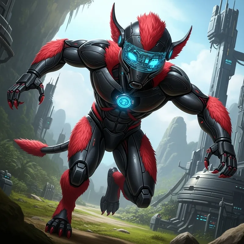 Furry Black and Red Protogen Adventure