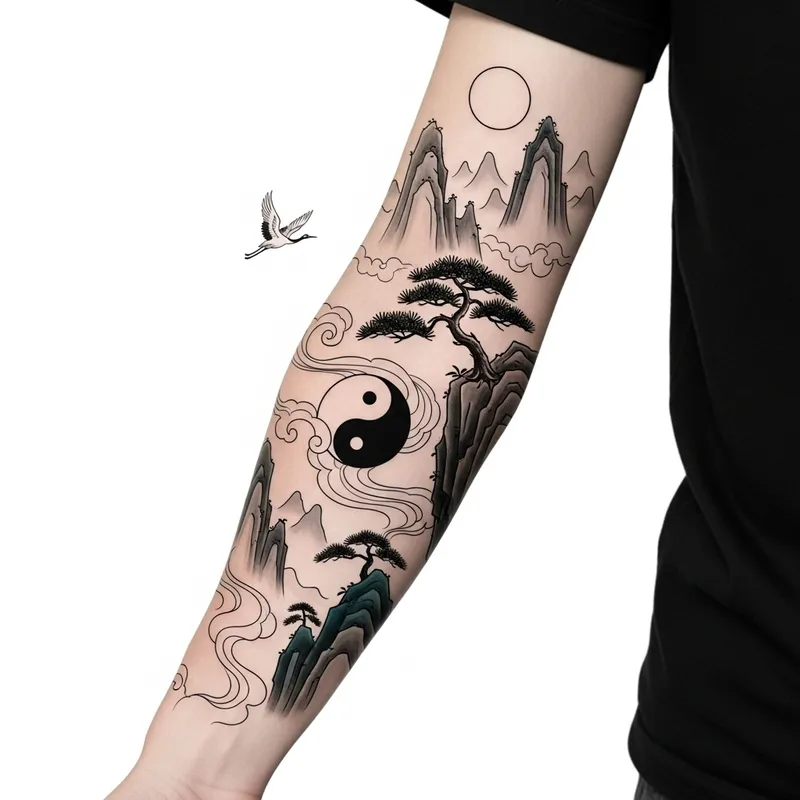 Stylish Taoist Tattoos for Asian Men