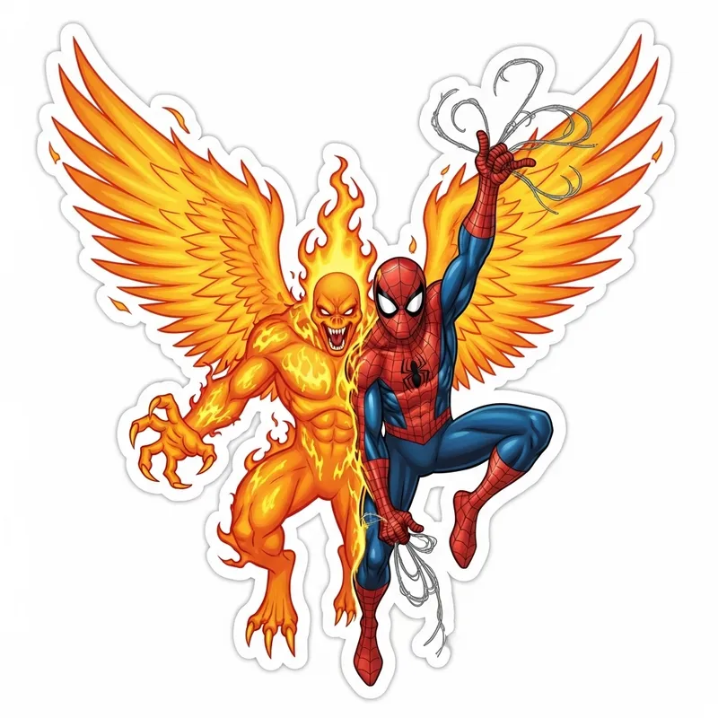 Epic Dark Phoenix & Spider-Man Sticker Design Epic Dark Phoenix & Spider-Man Sticker Design