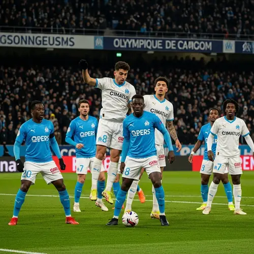 Diverse Olympique de Marseille Football Match Under Night Sky