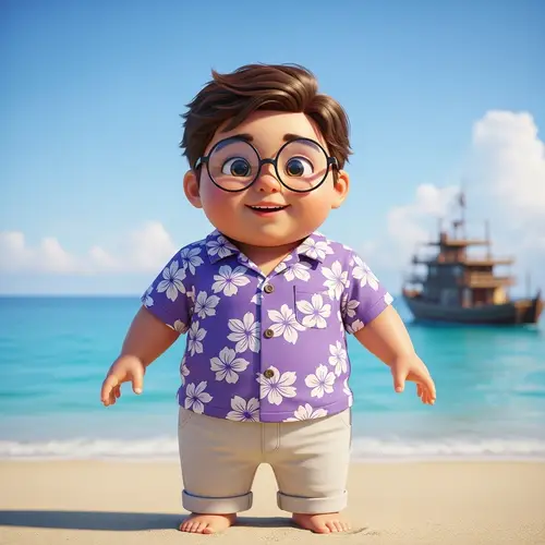 Charming Chubby Kid in Beachy Hawaiian Style