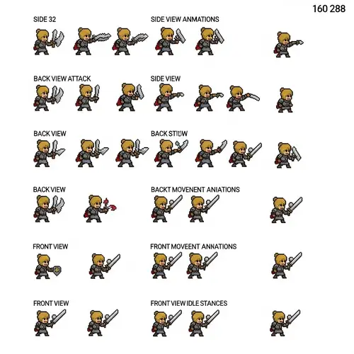 Pixel Art Character Sprite Sheet for Dungeons and Dragons Game