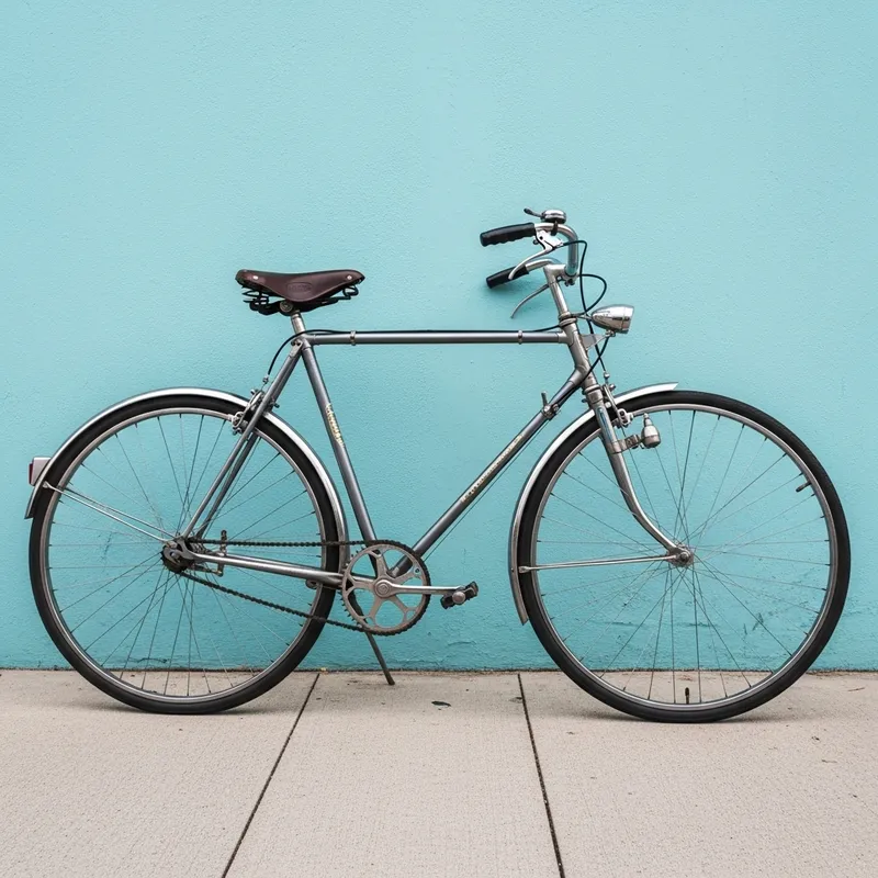Vintage Bicycle in Front of Blue Wall – Classic Charm
