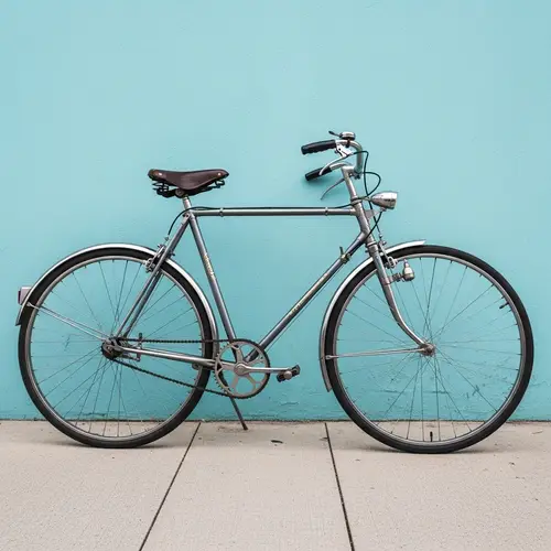 Vintage Bicycle in Front of Blue Wall – Classic Charm