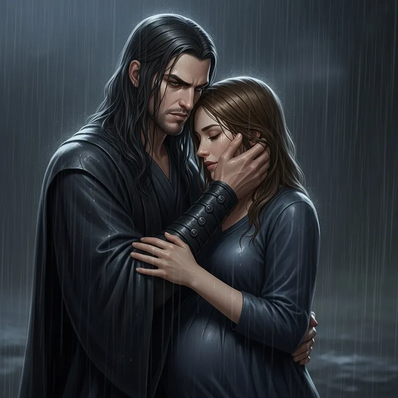 Severus Snape Embracing Pregnant Woman in Rain Severus Snape Embracing Pregnant Woman in Rain