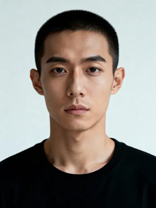 Neutral Model Portrait on Plain Background