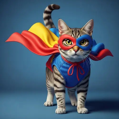 Superhero Cat Costume - Fearless Feline in Vibrant Attire