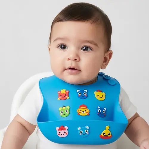 Colorful Silicone Bib for Middle-Eastern Baby | Blue Child-Friendly Design