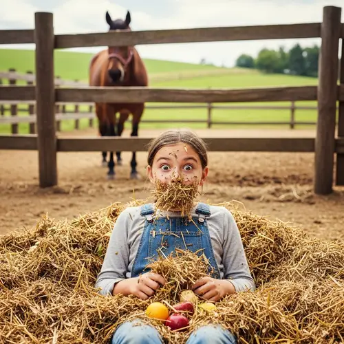 Girl Falls Face-First into Horse Dung: A Messy Barnyard Incident