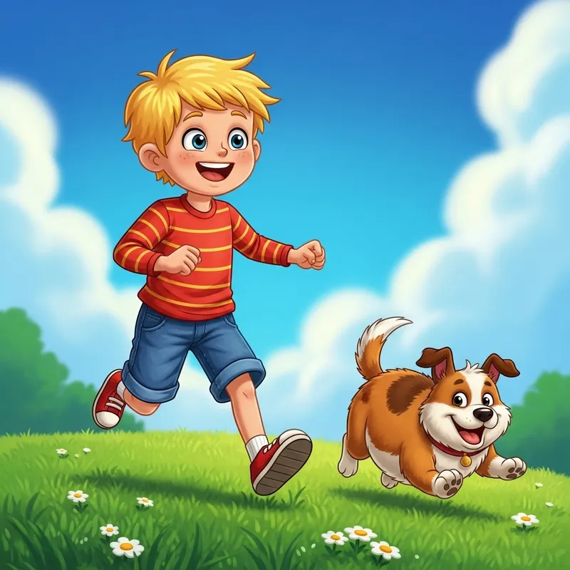 Whimsical Scene with Marky and Playful Dog Whimsical Scene with Marky and Playful Dog