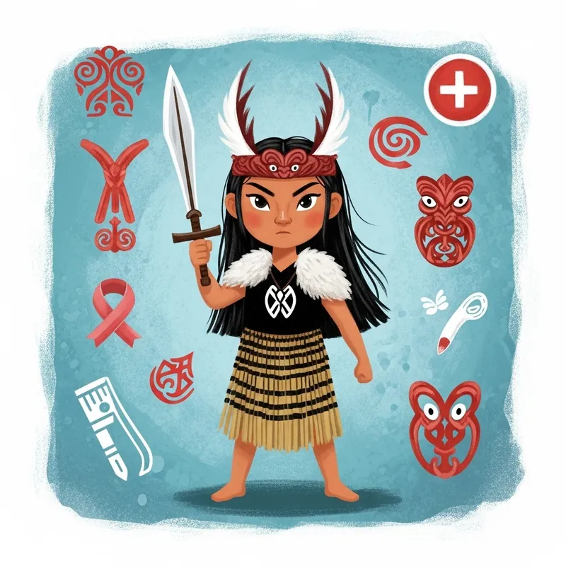 Brave Maori Girl Warrior: Vibrant Health Battle Design