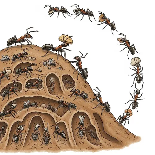 Bustling Ant Colony: Energetic Work Scene - Intriguing Ant Behavior