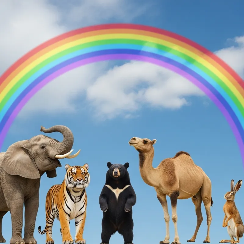 Vivid Rainbow with Global Animals: Captivating Diversity