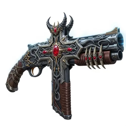 Intricate Demonic Shotgun with Malevolent Aura