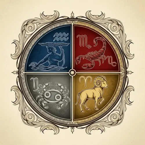 Zodiac Signs Crest: Aquarius, Scorpio, Cancer & Aries