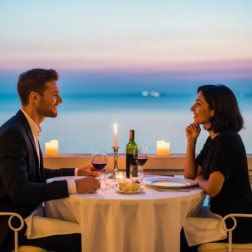 Romantic Scene at Outdoor Italian Restaurant | Love Story