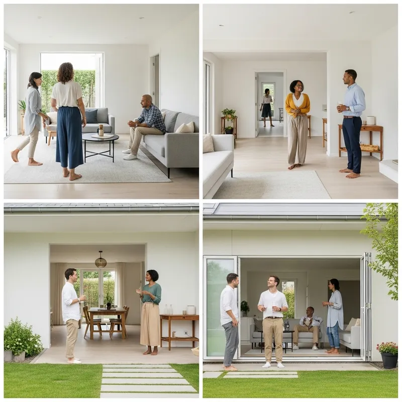 Modern Open House ft. Diverse Visitors Engaging in Property Talks