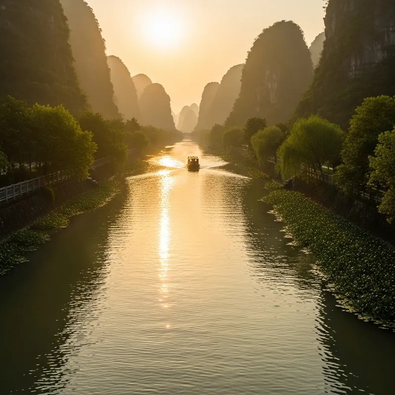 Qimeng Channel Scenery: Captivating Narrow Waterway Views