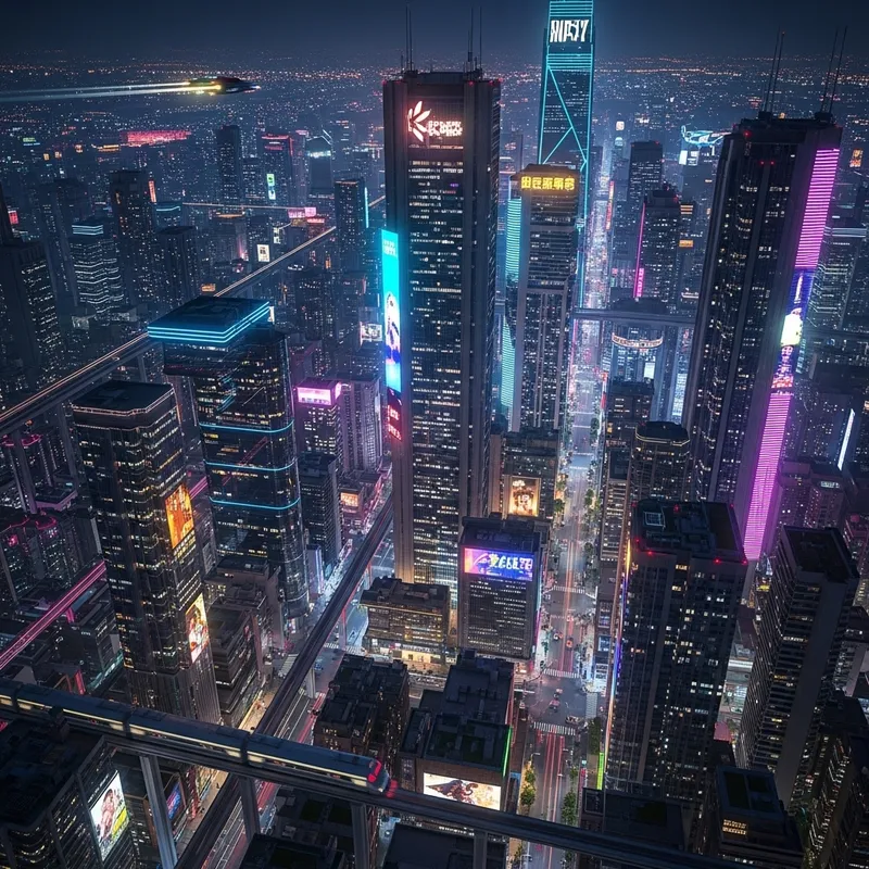 Neon-Lit Cyberpunk Cityscape: A Futuristic Metropolis Scene