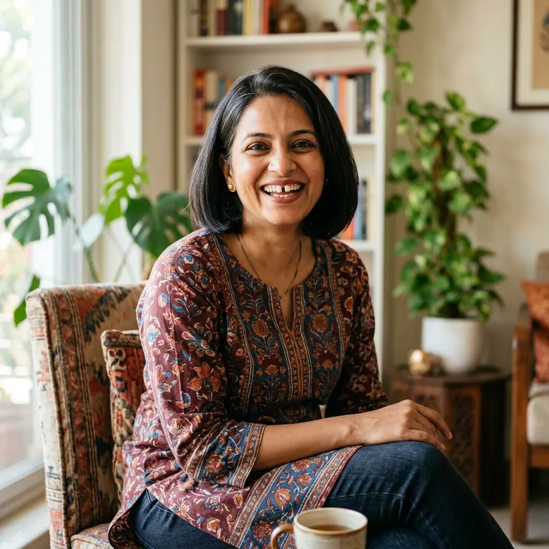 Charming Indian Woman Radiating Joy and Warmth
