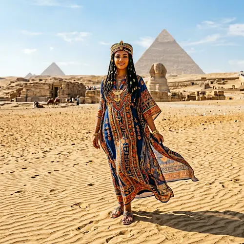 Majestic Egyptian Woman in Golden Desert Sands