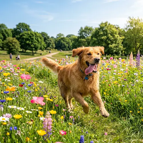 Playful Dog Running in Vibrant Park | Cute Dog Image