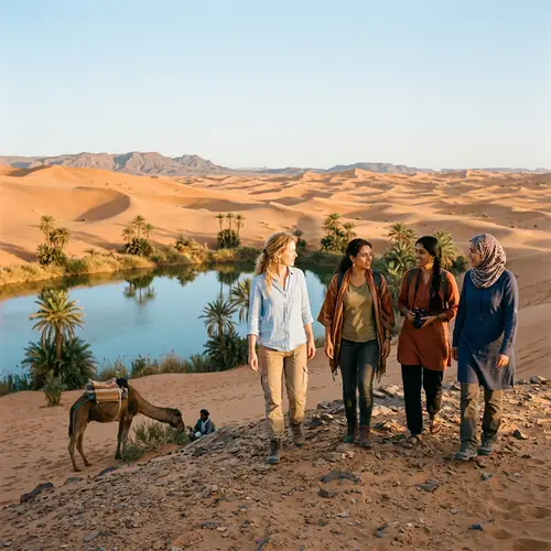 Diverse Women in Desert Landscape | Natural Beauty Exploration
