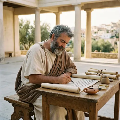 Greek Philosopher Writing Insights