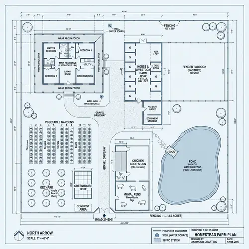 Homestead Farm Blueprint with 3 Bedroom House