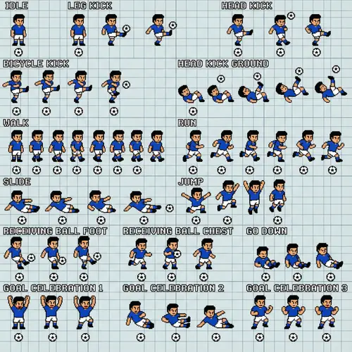 Pixel Art Sprite Sheets for Soccer Game Assets