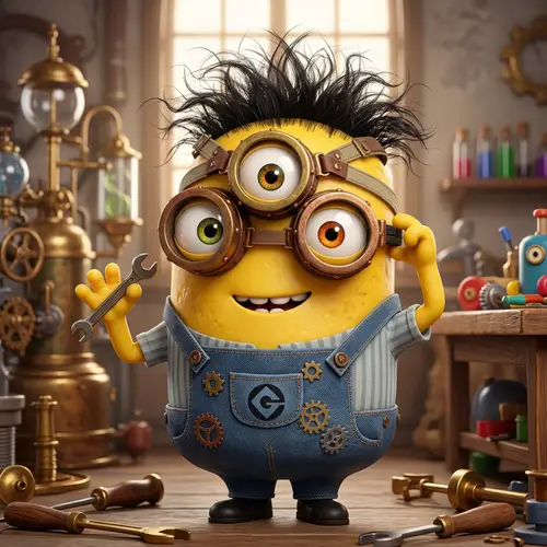 Adorable Minion Cartoon Character | Goggles & Denim Overalls