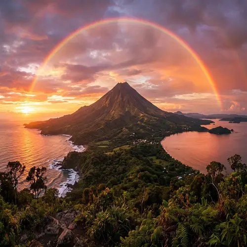 Volcán Barú: Majestic Sunset View with Vibrant Rainbow